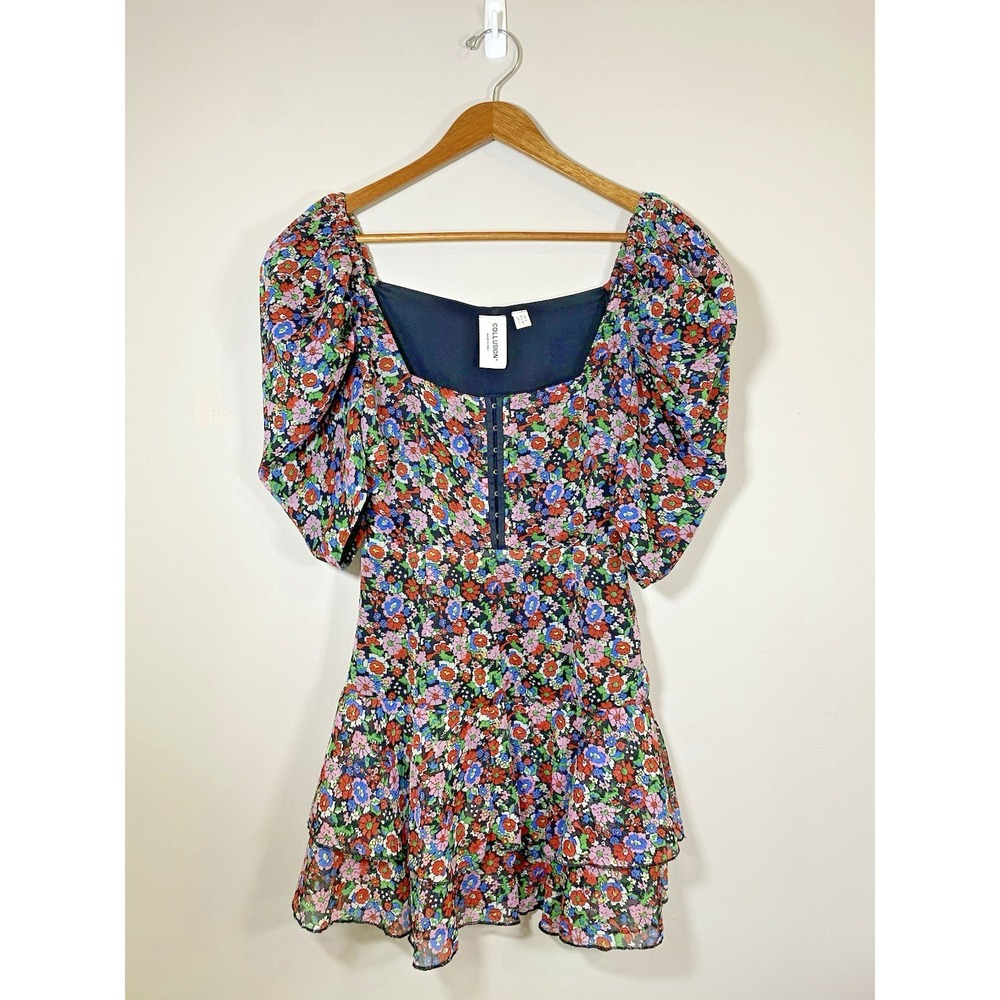 Collusion‎ DressWomens Size 4 Floral Hook & Eye Corset Fit & Flare Ruffle Mini